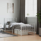 Bedframe Met Hoofd- En Voeteneinde Metaal 80 x 200 cm Wit met hoofdbord & voetbord