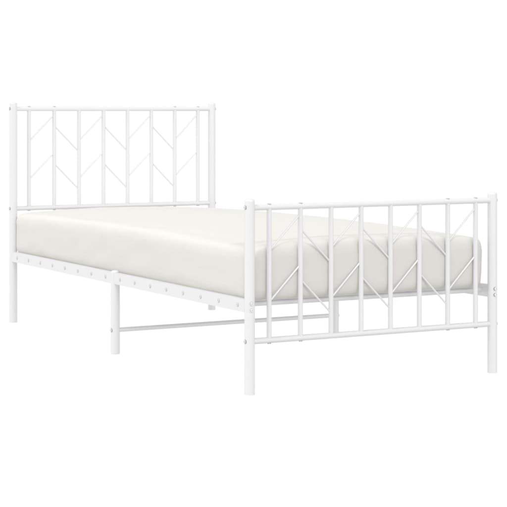 Bedframe Met Hoofd- En Voeteneinde Metaal 90 x 200 cm Wit met hoofdbord & voetbord