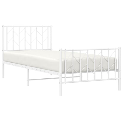 Bedframe Met Hoofd- En Voeteneinde Metaal 90 x 200 cm Wit met hoofdbord & voetbord