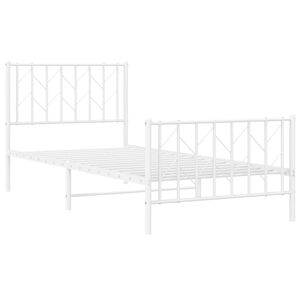 Bedframe Met Hoofd- En Voeteneinde Metaal 90 x 200 cm Wit met hoofdbord & voetbord