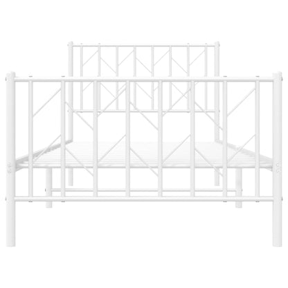 Bedframe Met Hoofd- En Voeteneinde Metaal 90 x 200 cm Wit met hoofdbord & voetbord