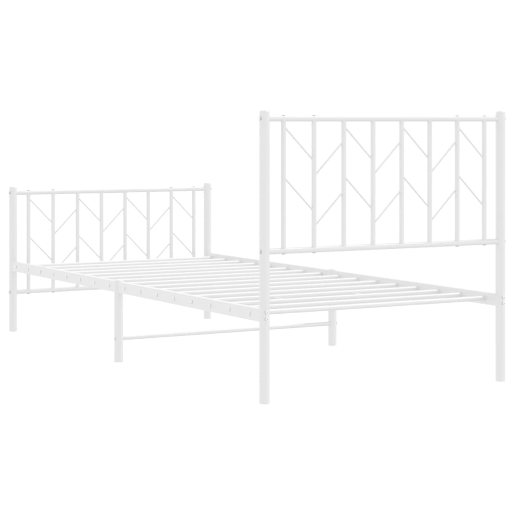 Bedframe Met Hoofd- En Voeteneinde Metaal 90 x 200 cm Wit met hoofdbord & voetbord