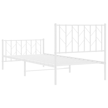 Bedframe Met Hoofd- En Voeteneinde Metaal 90 x 200 cm Wit met hoofdbord & voetbord
