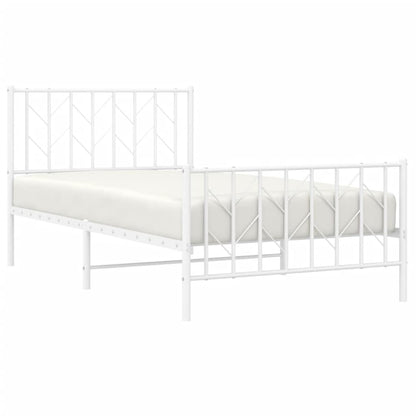 Bedframe Met Hoofd- En Voeteneinde Metaal 100 x 190 cm Wit met hoofdbord & voetbord