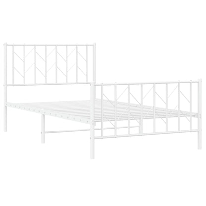 Bedframe Met Hoofd- En Voeteneinde Metaal 100 x 190 cm Wit met hoofdbord & voetbord