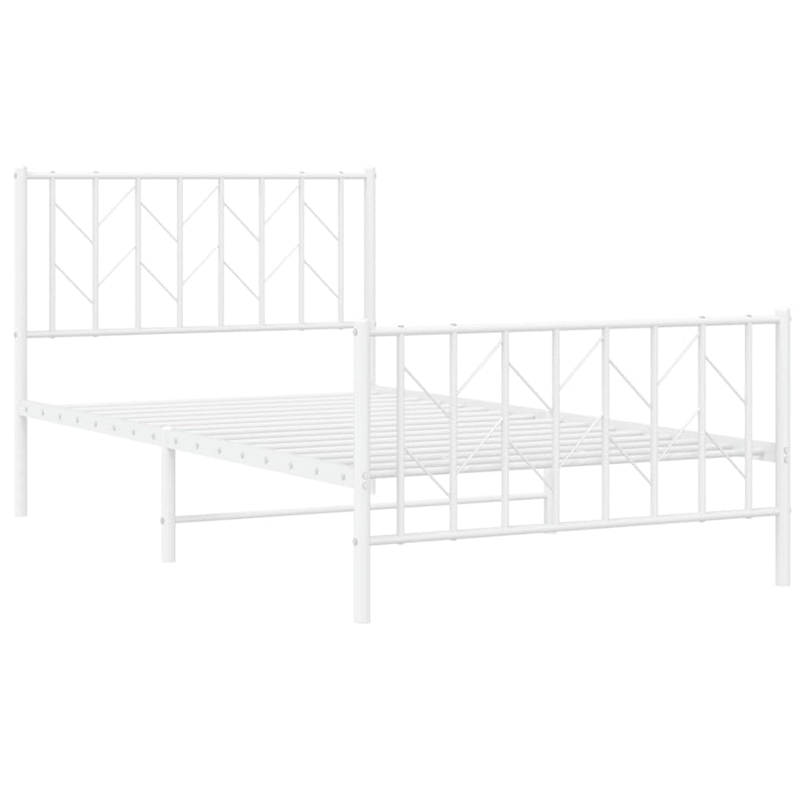 Bedframe Met Hoofd- En Voeteneinde Metaal 100 x 190 cm Wit met hoofdbord & voetbord