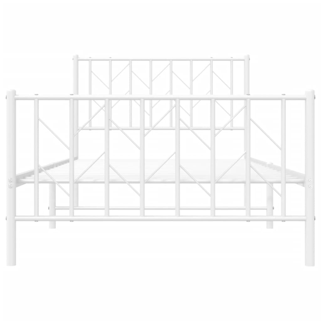 Bedframe Met Hoofd- En Voeteneinde Metaal 100 x 190 cm Wit met hoofdbord & voetbord