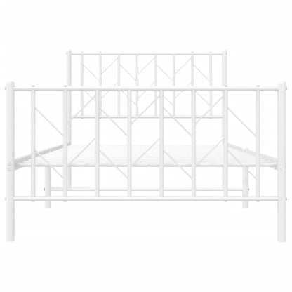Bedframe Met Hoofd- En Voeteneinde Metaal 100 x 190 cm Wit met hoofdbord & voetbord