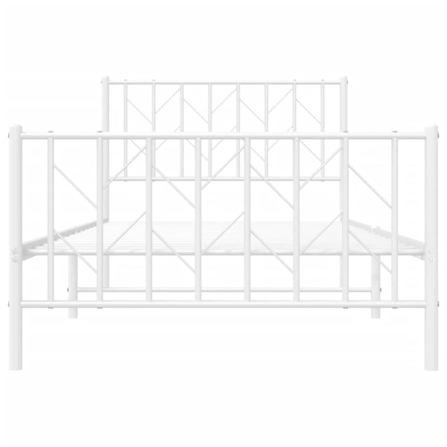 Bedframe Met Hoofd- En Voeteneinde Metaal 100 x 190 cm Wit met hoofdbord & voetbord