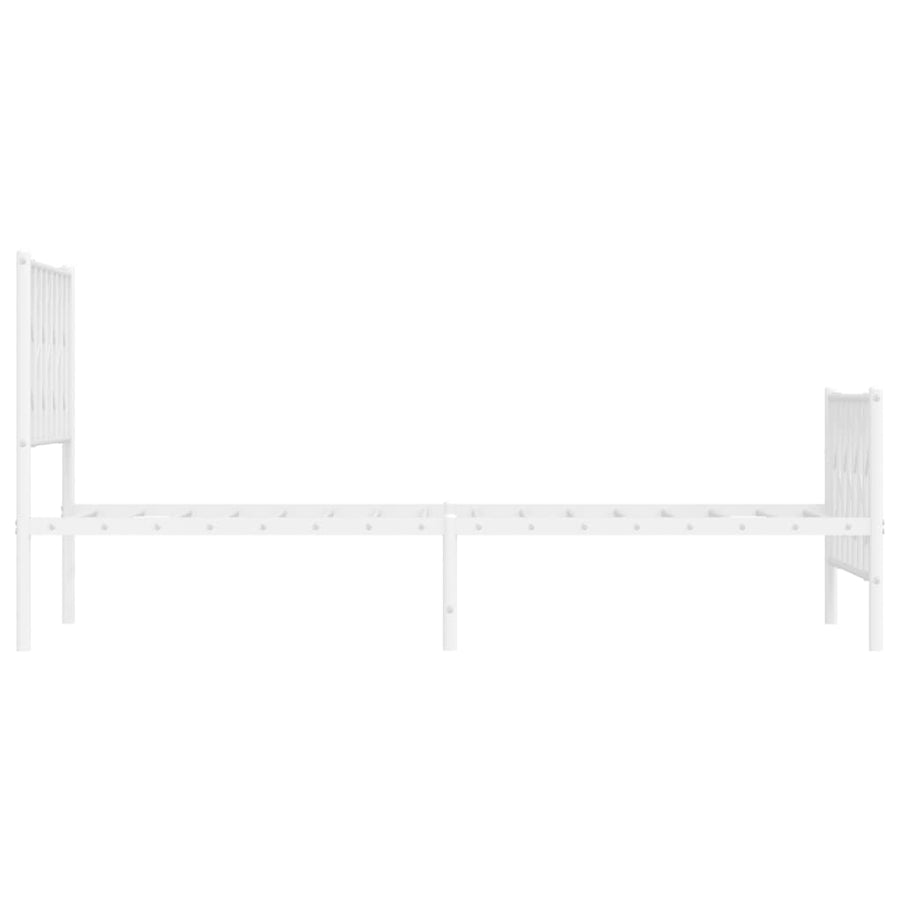 Bedframe Met Hoofd- En Voeteneinde Metaal 100 x 190 cm Wit met hoofdbord & voetbord