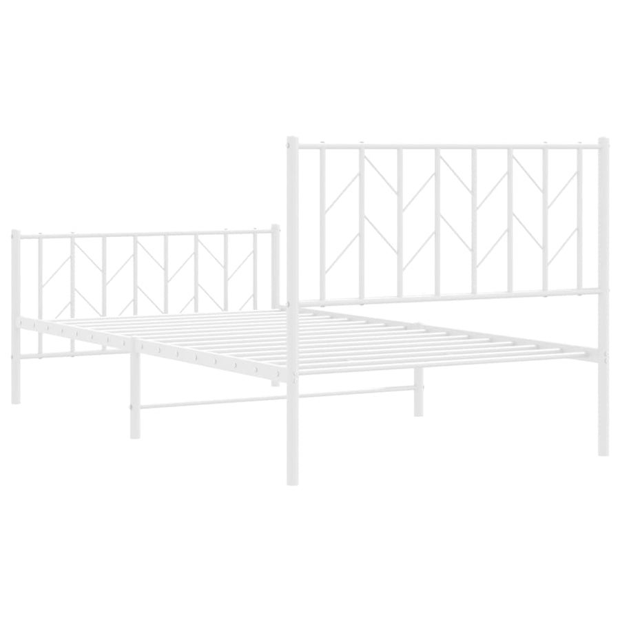 Bedframe Met Hoofd- En Voeteneinde Metaal 100 x 190 cm Wit met hoofdbord & voetbord
