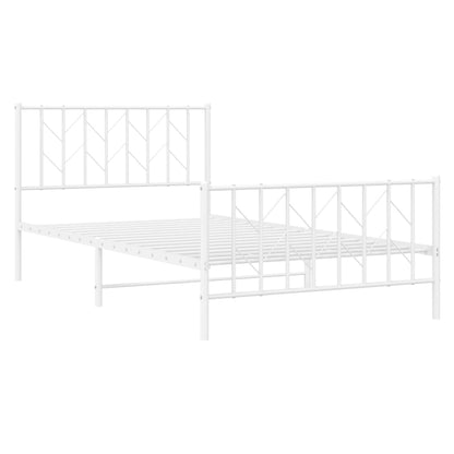 Bedframe Met Hoofd- En Voeteneinde Metaal 107 x 203 cm Wit met hoofdbord & voetbord