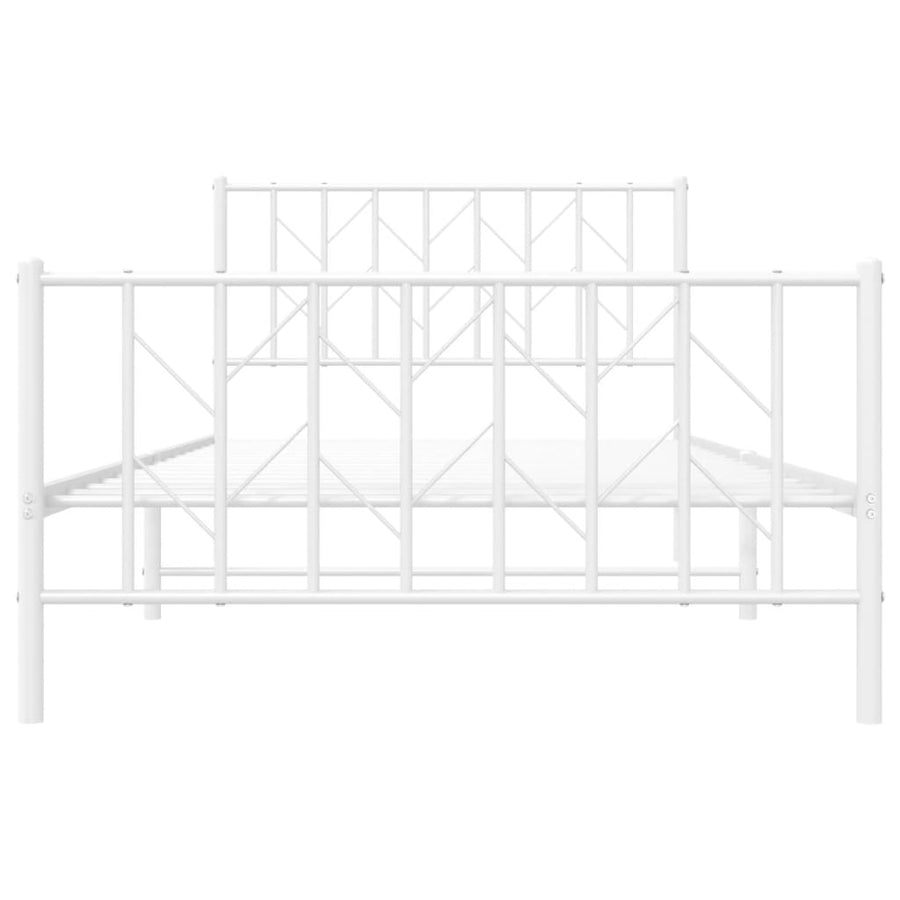Bedframe Met Hoofd- En Voeteneinde Metaal 107 x 203 cm Wit met hoofdbord & voetbord
