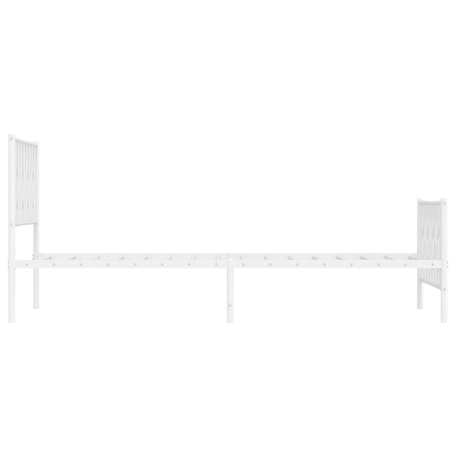 Bedframe Met Hoofd- En Voeteneinde Metaal 107 x 203 cm Wit met hoofdbord & voetbord
