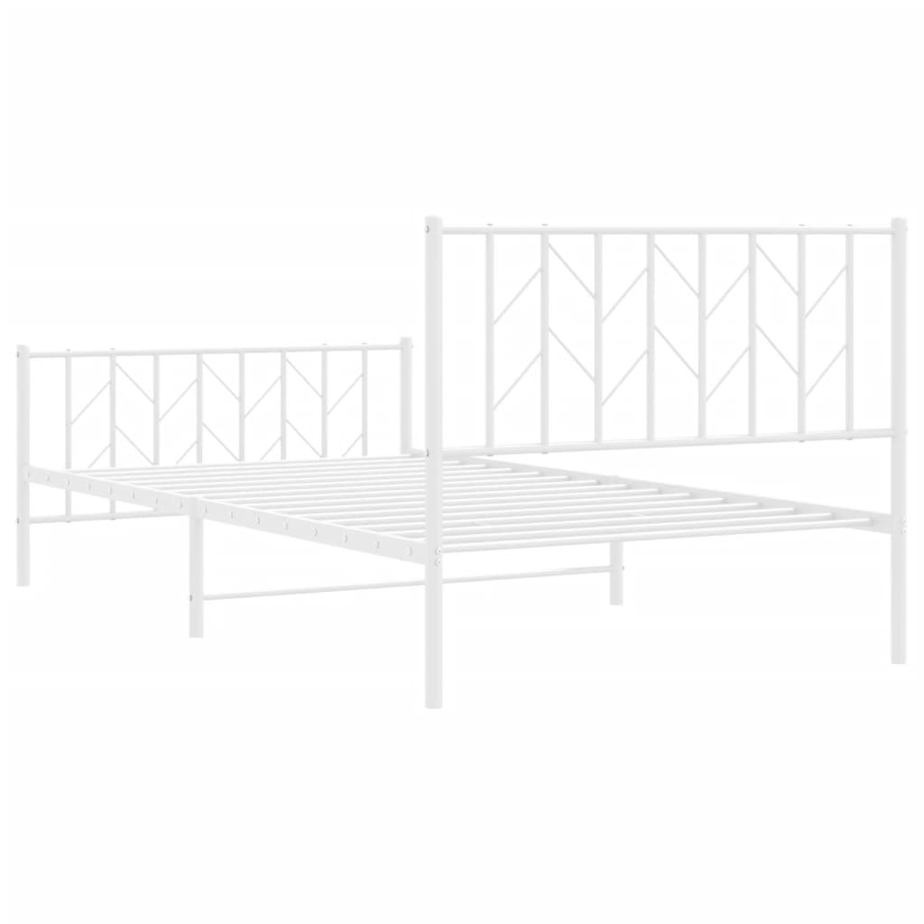 Bedframe Met Hoofd- En Voeteneinde Metaal 107 x 203 cm Wit met hoofdbord & voetbord