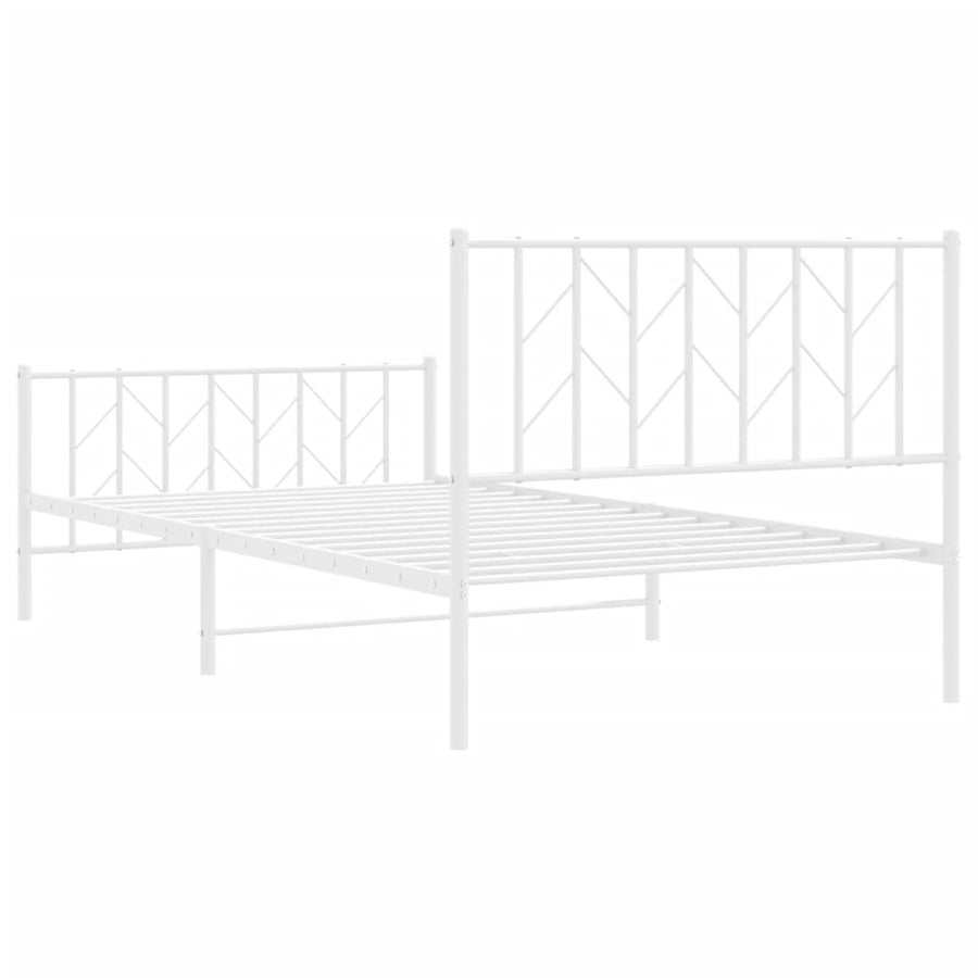 Bedframe Met Hoofd- En Voeteneinde Metaal 107 x 203 cm Wit met hoofdbord & voetbord