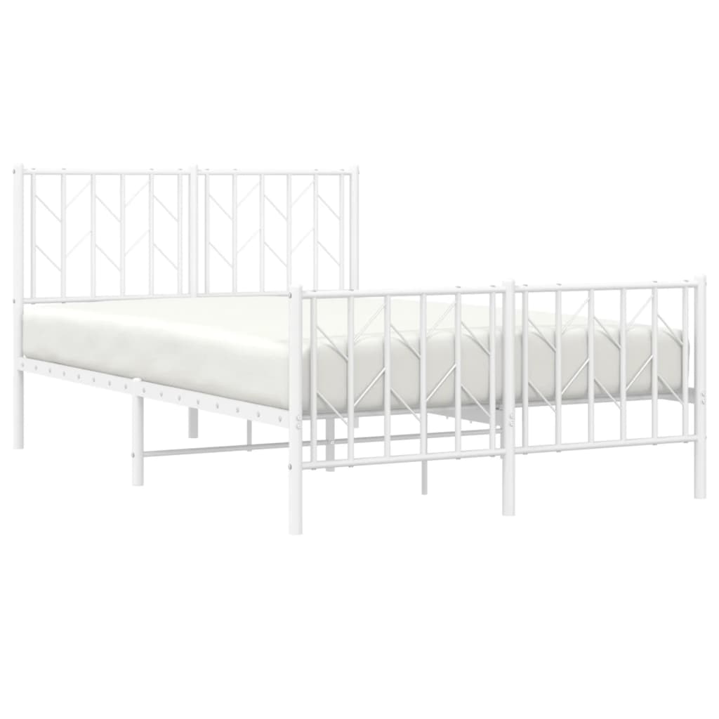 Bedframe Met Hoofd- En Voeteneinde Metaal 120 x 190 cm Wit met hoofdbord & voetbord