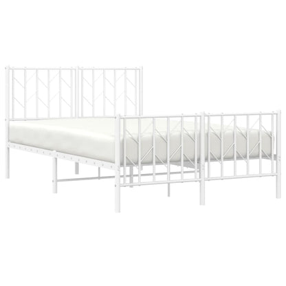 Bedframe Met Hoofd- En Voeteneinde Metaal 120 x 190 cm Wit met hoofdbord & voetbord