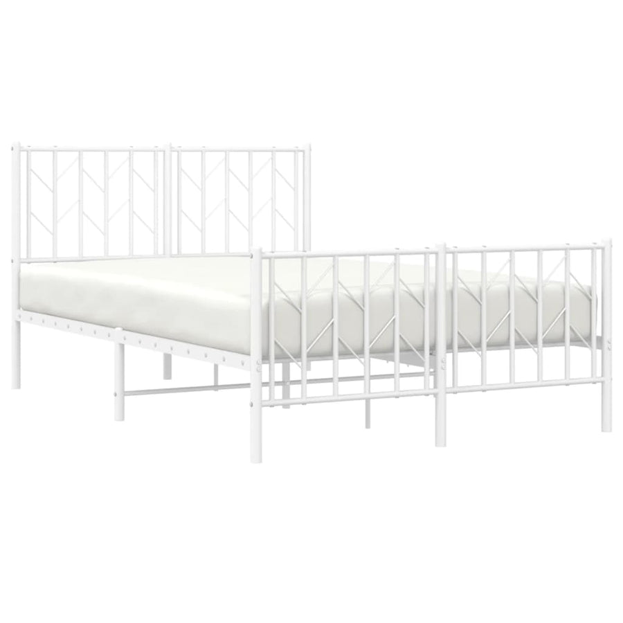 Bedframe Met Hoofd- En Voeteneinde Metaal 120 x 190 cm Wit met hoofdbord & voetbord