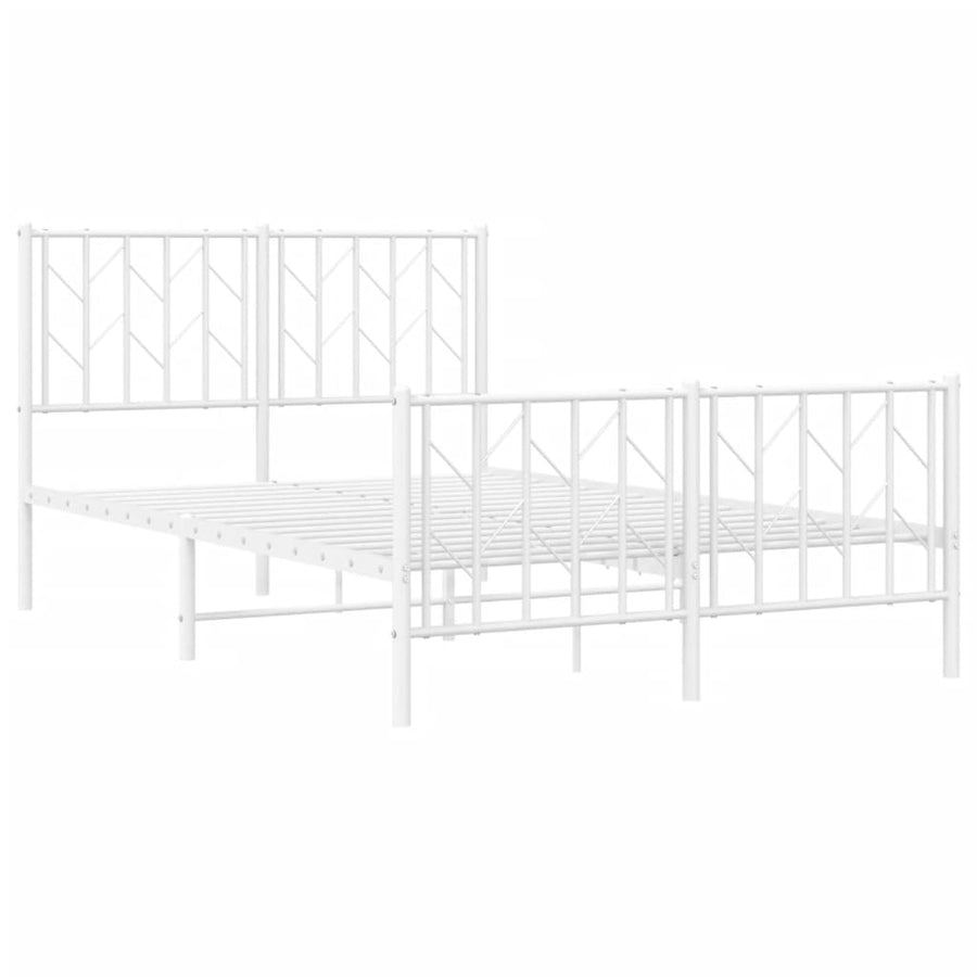 Bedframe Met Hoofd- En Voeteneinde Metaal 120 x 190 cm Wit met hoofdbord & voetbord