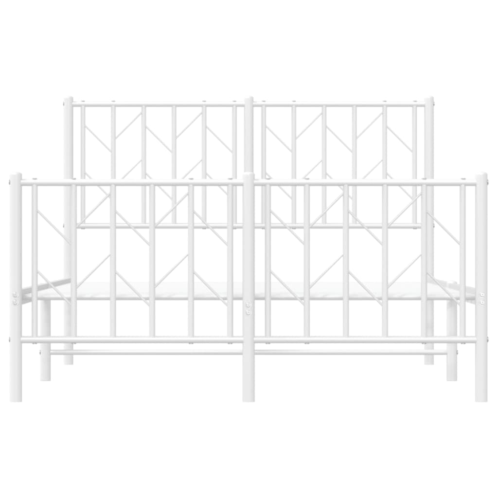 Bedframe Met Hoofd- En Voeteneinde Metaal 120 x 190 cm Wit met hoofdbord & voetbord
