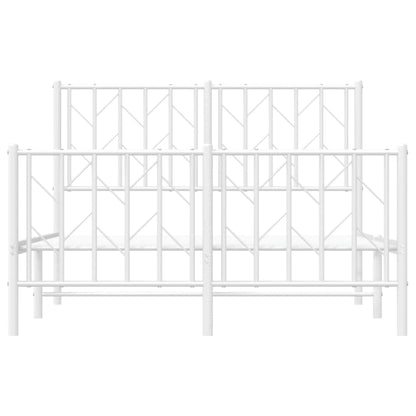 Bedframe Met Hoofd- En Voeteneinde Metaal 120 x 190 cm Wit met hoofdbord & voetbord