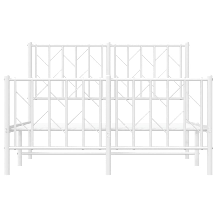 Bedframe Met Hoofd- En Voeteneinde Metaal 120 x 190 cm Wit met hoofdbord & voetbord