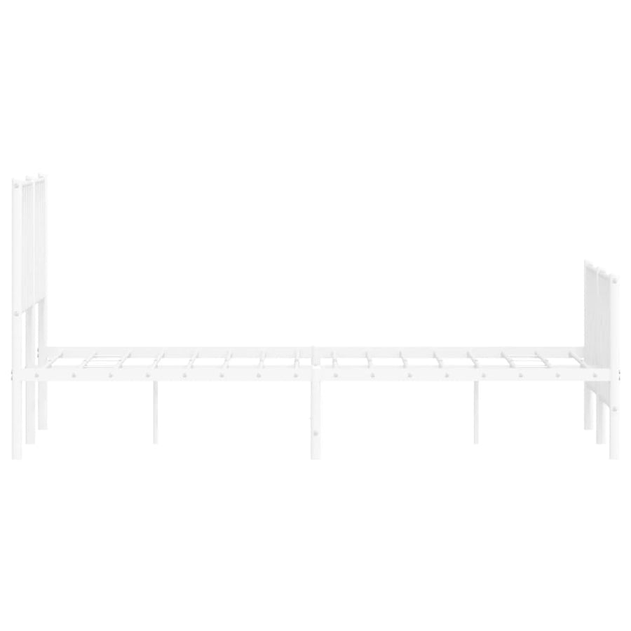 Bedframe Met Hoofd- En Voeteneinde Metaal 120 x 190 cm Wit met hoofdbord & voetbord