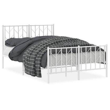 Bedframe Met Hoofd- En Voeteneinde Metaal 120 x 200 cm Wit met hoofdbord & voetbord