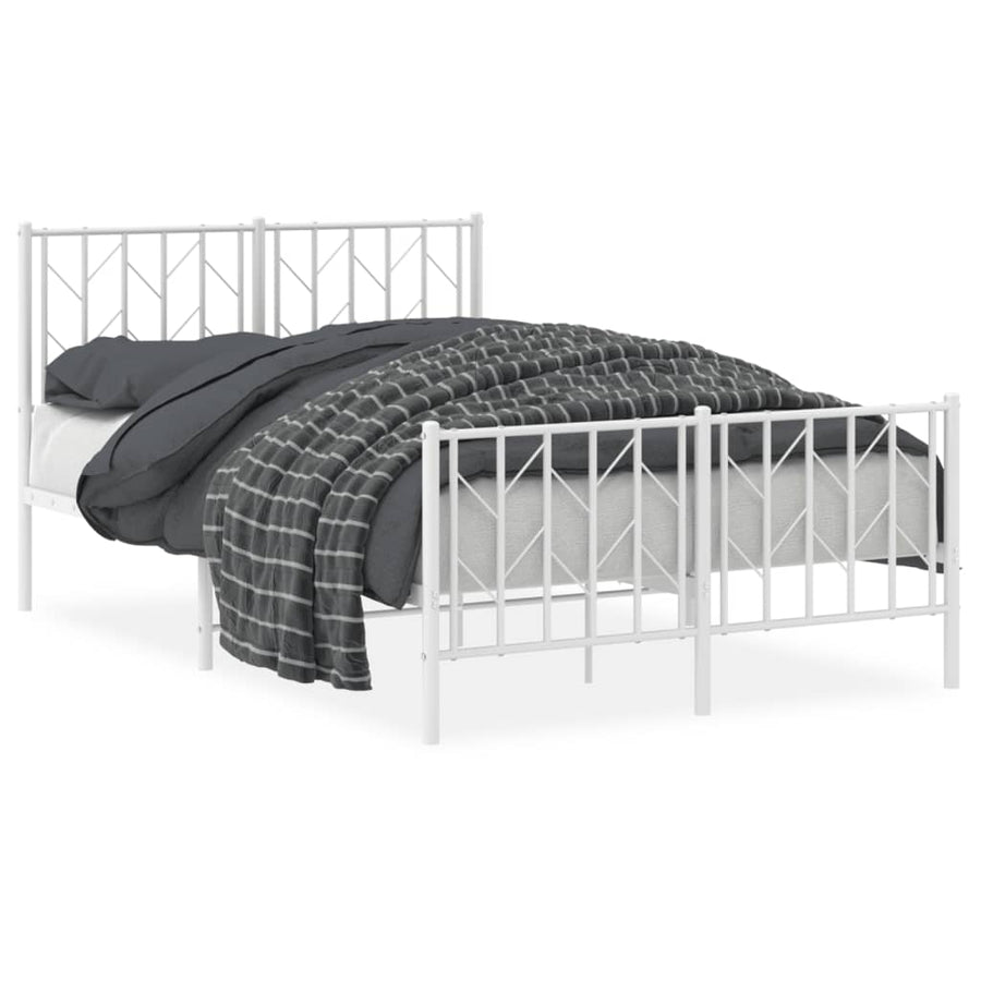 Bedframe Met Hoofd- En Voeteneinde Metaal 120 x 200 cm Wit met hoofdbord & voetbord