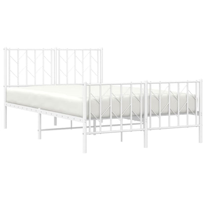 Bedframe Met Hoofd- En Voeteneinde Metaal 120 x 200 cm Wit met hoofdbord & voetbord