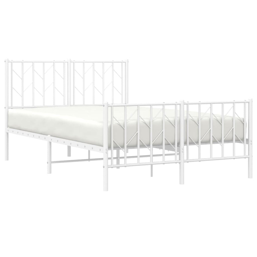 Bedframe Met Hoofd- En Voeteneinde Metaal 120 x 200 cm Wit met hoofdbord & voetbord