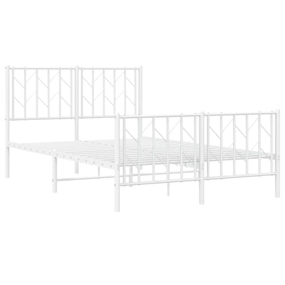Bedframe Met Hoofd- En Voeteneinde Metaal 120 x 200 cm Wit met hoofdbord & voetbord
