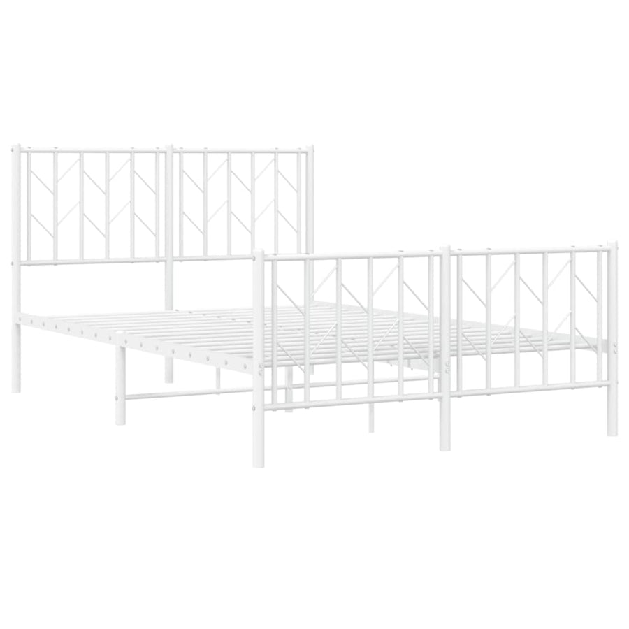 Bedframe Met Hoofd- En Voeteneinde Metaal 120 x 200 cm Wit met hoofdbord & voetbord