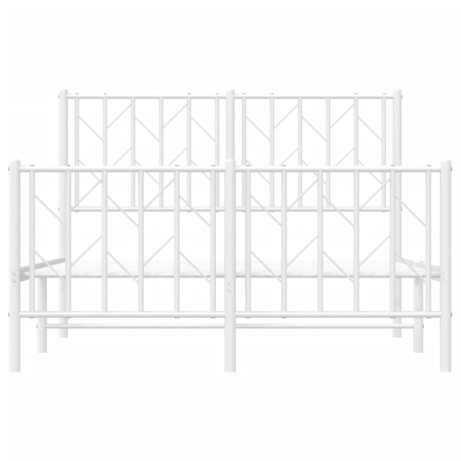 Bedframe Met Hoofd- En Voeteneinde Metaal 120 x 200 cm Wit met hoofdbord & voetbord