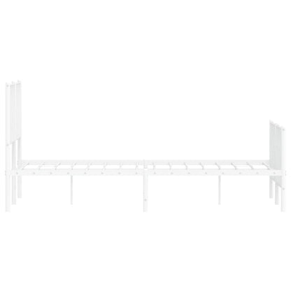 Bedframe Met Hoofd- En Voeteneinde Metaal 120 x 200 cm Wit met hoofdbord & voetbord
