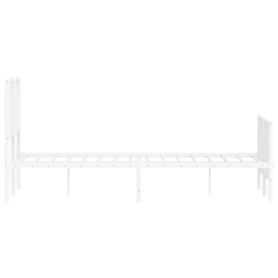 Bedframe Met Hoofd- En Voeteneinde Metaal 120 x 200 cm Wit met hoofdbord & voetbord