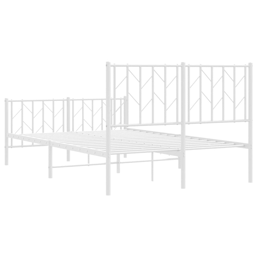 Bedframe Met Hoofd- En Voeteneinde Metaal 120 x 200 cm Wit met hoofdbord & voetbord