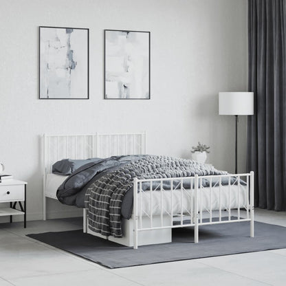 Bedframe Met Hoofd- En Voeteneinde Metaal 120 x 200 cm Wit met hoofdbord & voetbord