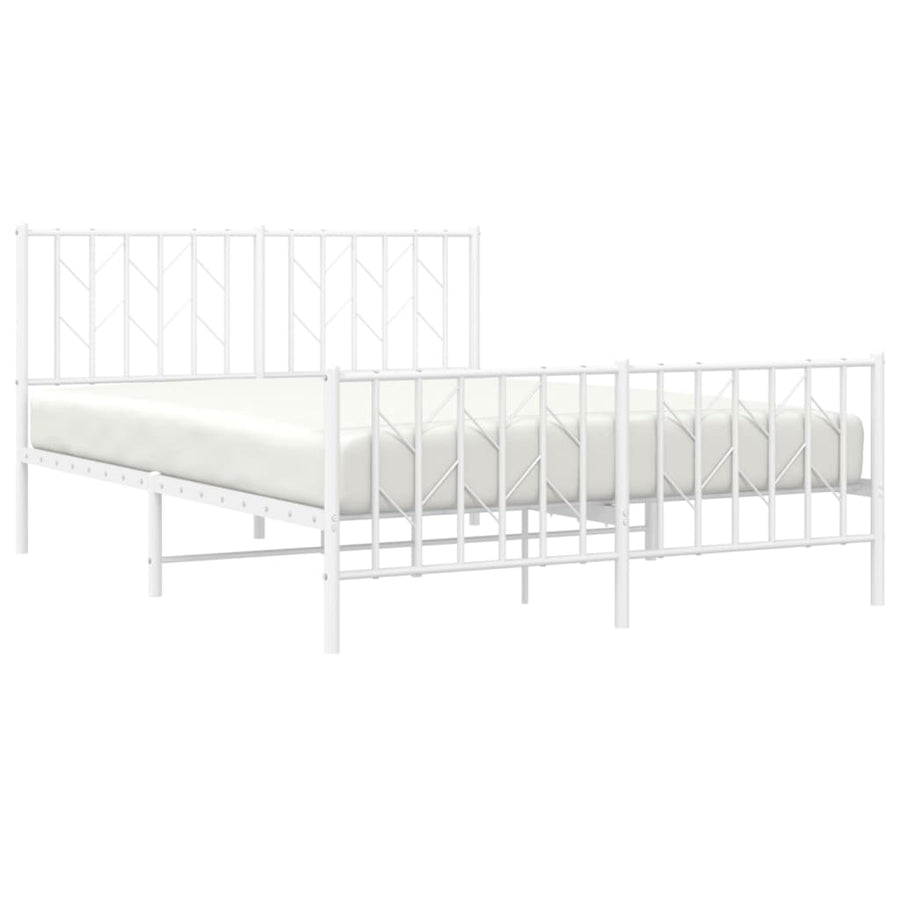 Bedframe Met Hoofd- En Voeteneinde Metaal 135 x 190 cm Wit met hoofdbord & voetbord