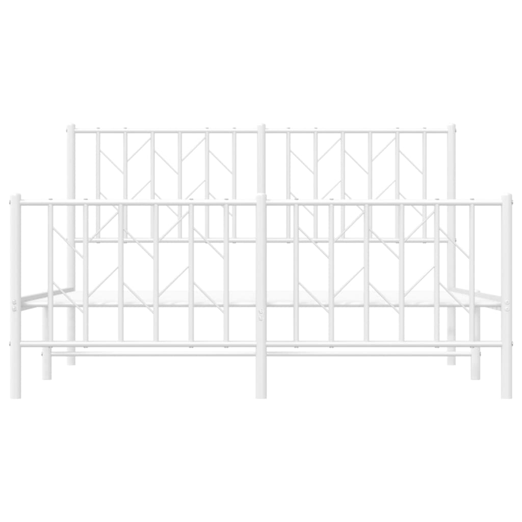 Bedframe Met Hoofd- En Voeteneinde Metaal 135 x 190 cm Wit met hoofdbord & voetbord