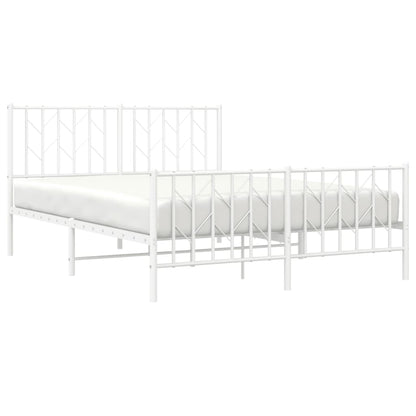 Bedframe Met Hoofd- En Voeteneinde Metaal 140 x 190 cm Wit met hoofdbord & voetbord