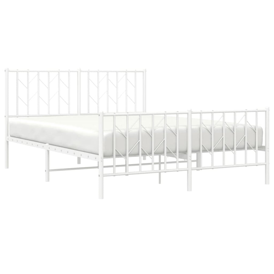 Bedframe Met Hoofd- En Voeteneinde Metaal 140 x 190 cm Wit met hoofdbord & voetbord