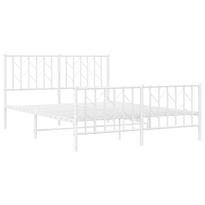 Bedframe Met Hoofd- En Voeteneinde Metaal 140 x 190 cm Wit met hoofdbord & voetbord