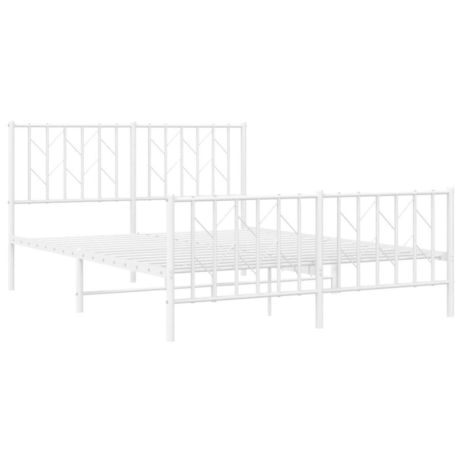Bedframe Met Hoofd- En Voeteneinde Metaal 140 x 190 cm Wit met hoofdbord & voetbord