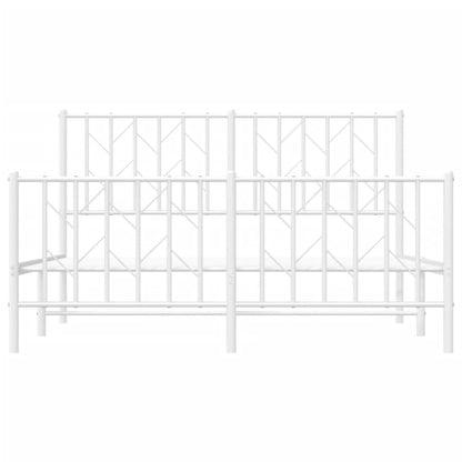 Bedframe Met Hoofd- En Voeteneinde Metaal 140 x 190 cm Wit met hoofdbord & voetbord