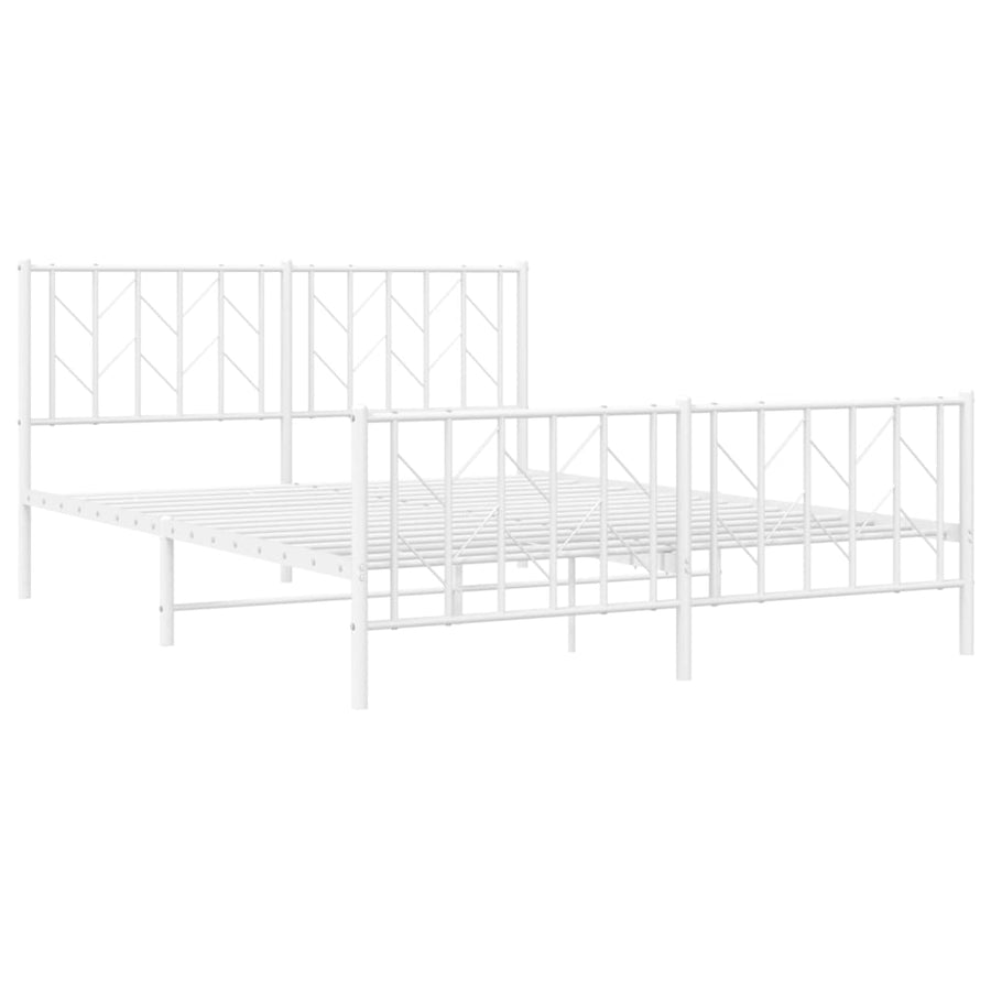Bedframe Met Hoofd- En Voeteneinde Metaal 150 x 200 cm Wit met hoofdbord & voetbord