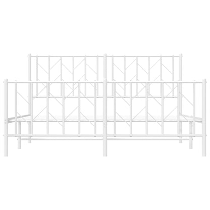 Bedframe Met Hoofd- En Voeteneinde Metaal 150 x 200 cm Wit met hoofdbord & voetbord