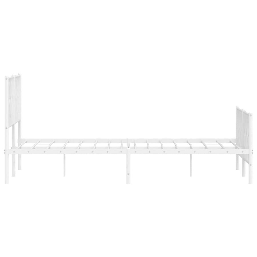 Bedframe Met Hoofd- En Voeteneinde Metaal 150 x 200 cm Wit met hoofdbord & voetbord