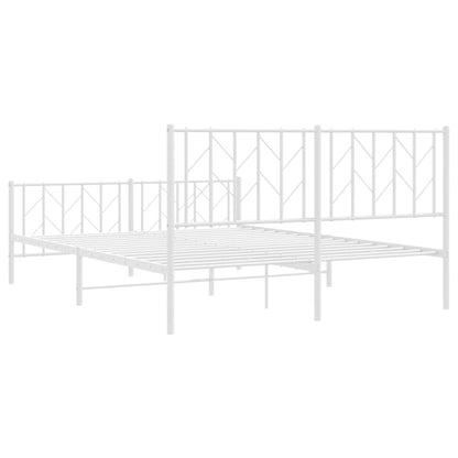 Bedframe Met Hoofd- En Voeteneinde Metaal 150 x 200 cm Wit met hoofdbord & voetbord